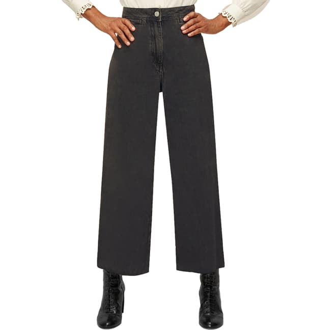 WHISTLES Black Wide Leg Washed Jeans