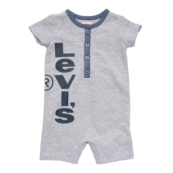 Levi's Infant Boy's Grey Heather Chambray Henley Romper