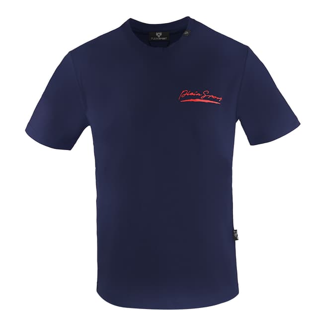Philipp Plein Navy Logo Cotton T-Shirt