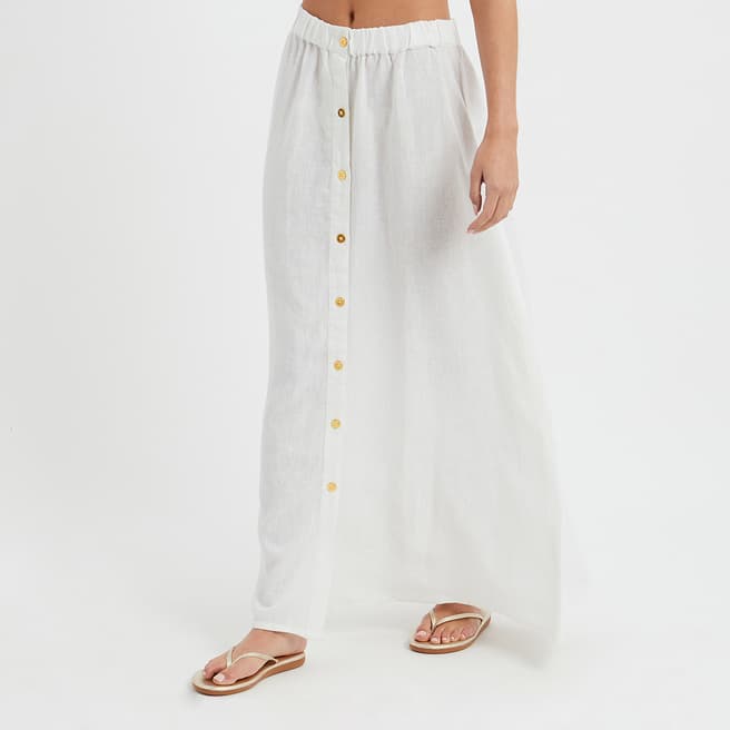 N°· Eleven White Linen Maxi Skirt