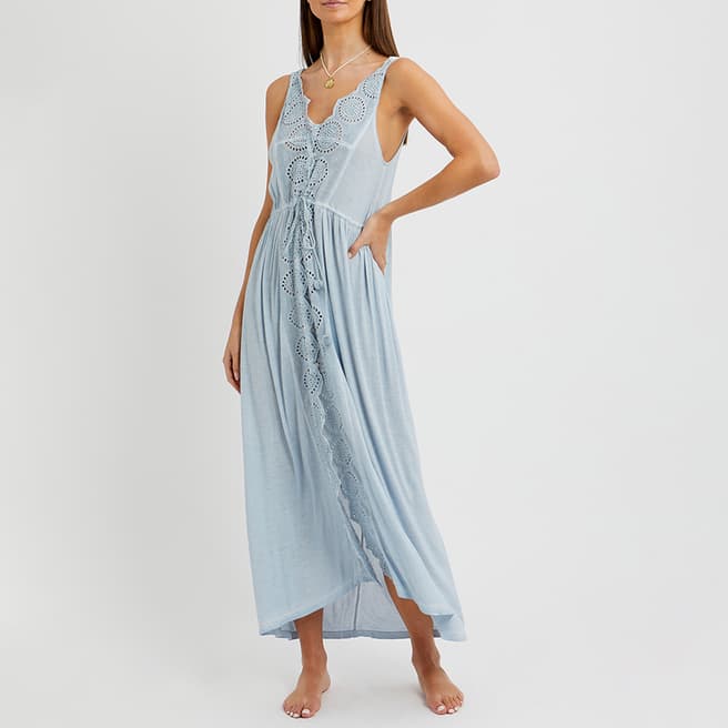 N°· Eleven Pale Blue Jersey Broderie Anglaise Cover Up
