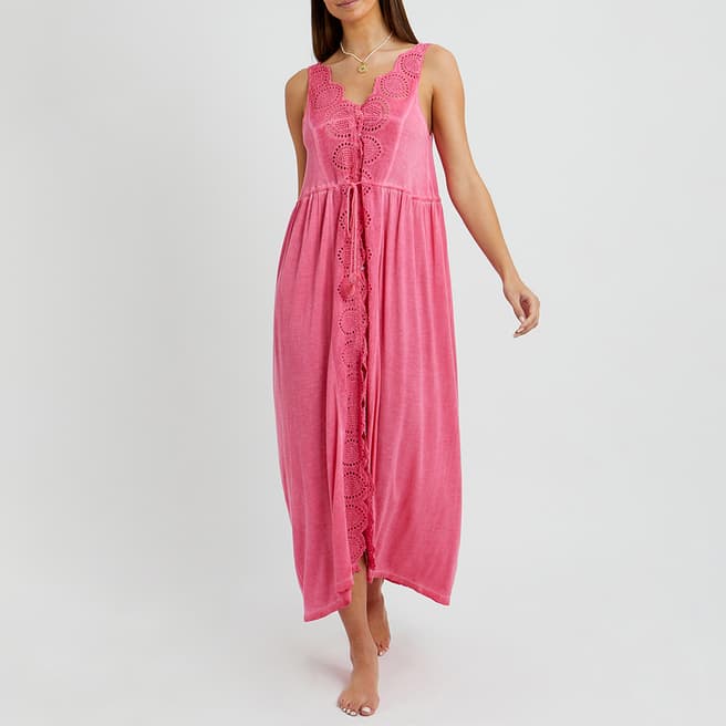 N°· Eleven Hot Pink Jersey Broderie Anglaise Cover Up
