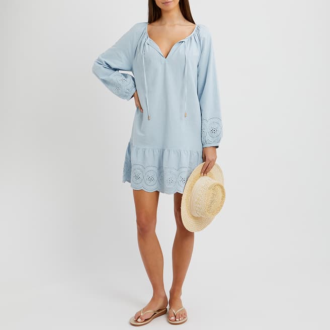 N°· Eleven Pale Blue Cotton Broderie Anglaise Tunic