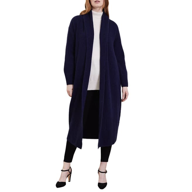 Loop Cashmere Navy Ribbed Luxe Cashmere Cardigan