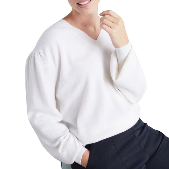 Loop Cashmere White Wide Sleeve Cashmere Jumper