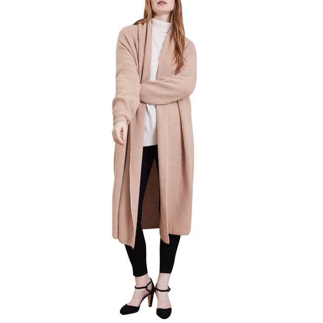 Loop Cashmere Beige Ribbed Luxe Cashmere Cardigan