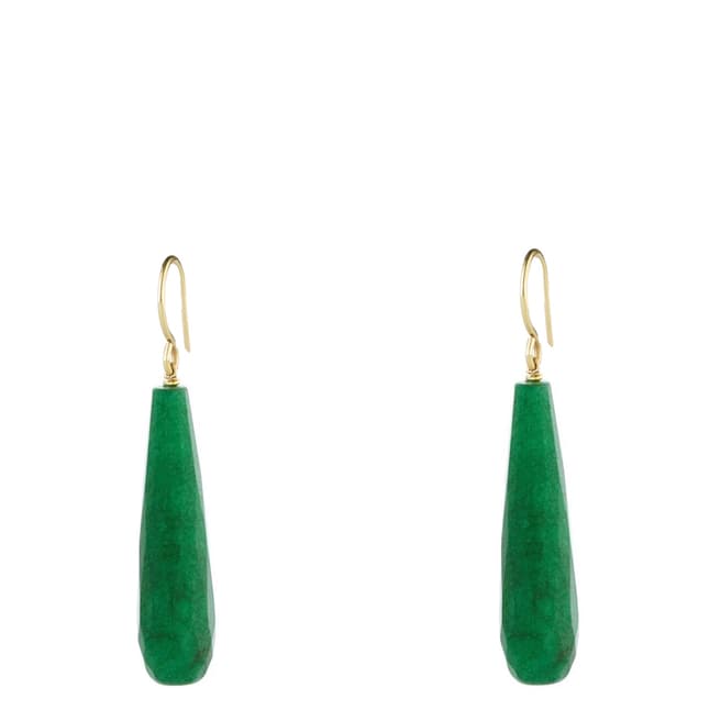 Chloe Collection by Liv Oliver 18k Gold Green Jade Tear Drop Earrings