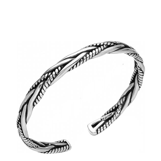Stephen Oliver Silver Textured Cuff Bangle