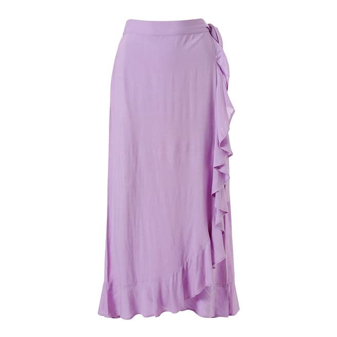 Melissa Odabash Lilac Danni Ruffled Midi Wrap Skirt