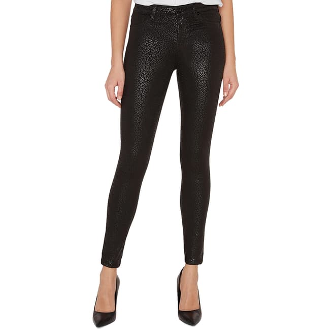 7 For All Mankind Black Coated Leopard Skinny Stretch Jeans