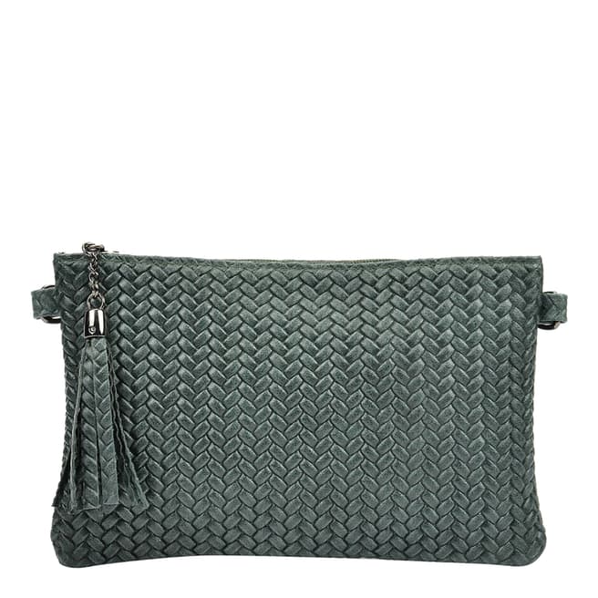 Mangotti Bags Green Leather Tassle Shoulder Bag