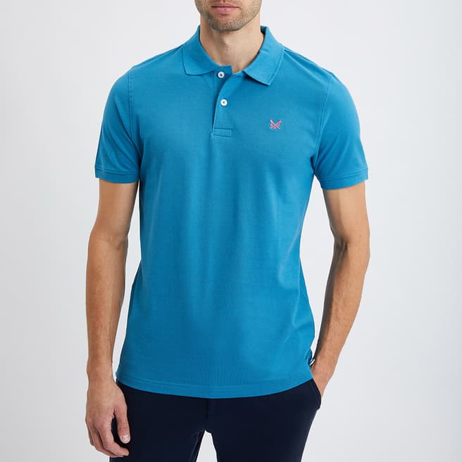 Crew Clothing Blue Cotton Logo Polo Shirt