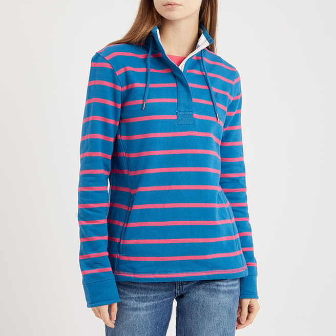 Crew Clothing Blue/Pink Cotton Toggle Striped Sweatshirt