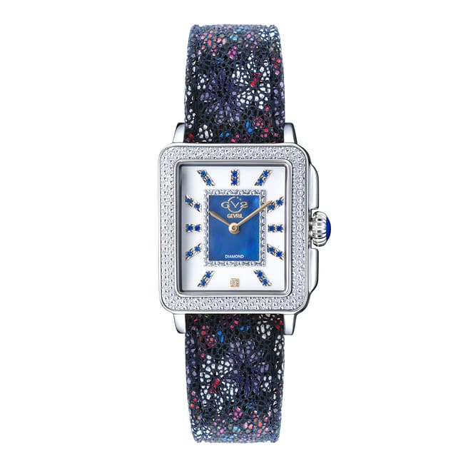 Gevril Women's GV2 Padova Blue Floral Leather Watch
