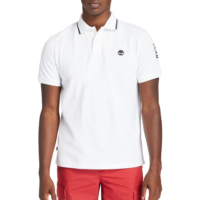 Timberland White Cotton Brand Polo Shirt