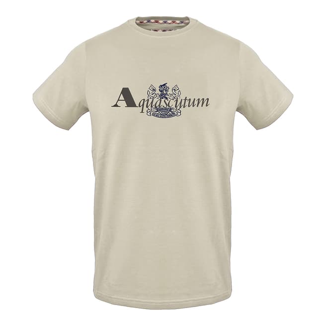 Aquascutum Sand Crest Chest Logo Cotton T-Shirt