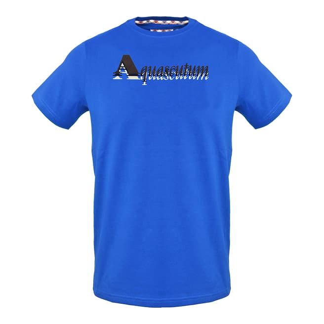 Aquascutum Royal Blue Logo Cotton T-Shirt
