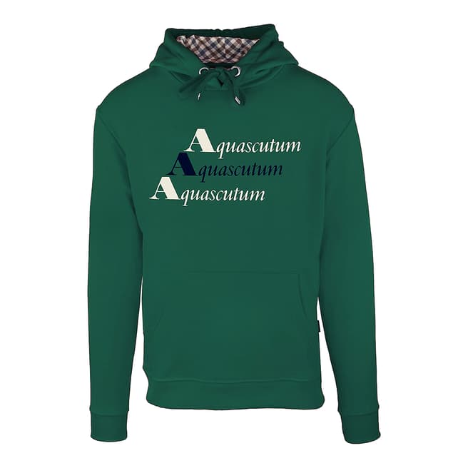 Aquascutum Green Logo Design Cotton Hoodie