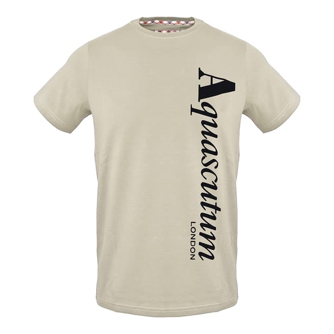 Aquascutum Sand Sideways Logo Cotton T-Shirt