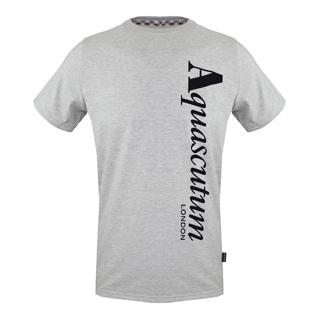 Aquascutum Grey Sideways Logo Cotton T-Shirt