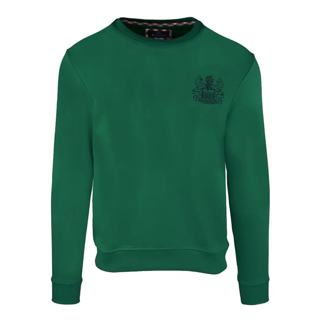 Aquascutum Green Crest Logo Cotton Sweatshirt