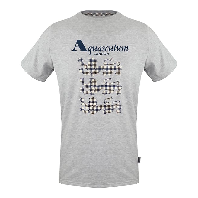Aquascutum Grey Lion Design Cotton T-Shirt