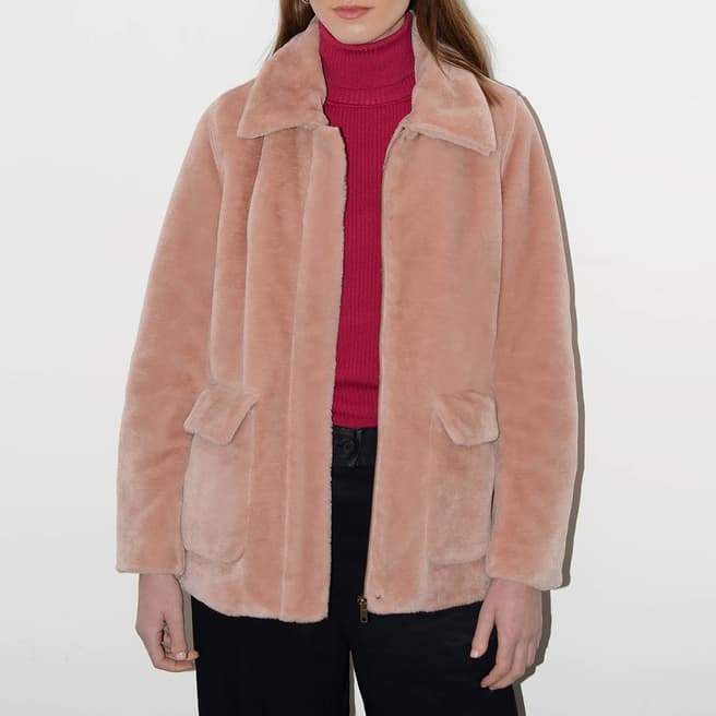 Great Plains Pink Faux Fur Collar Neck Jacket