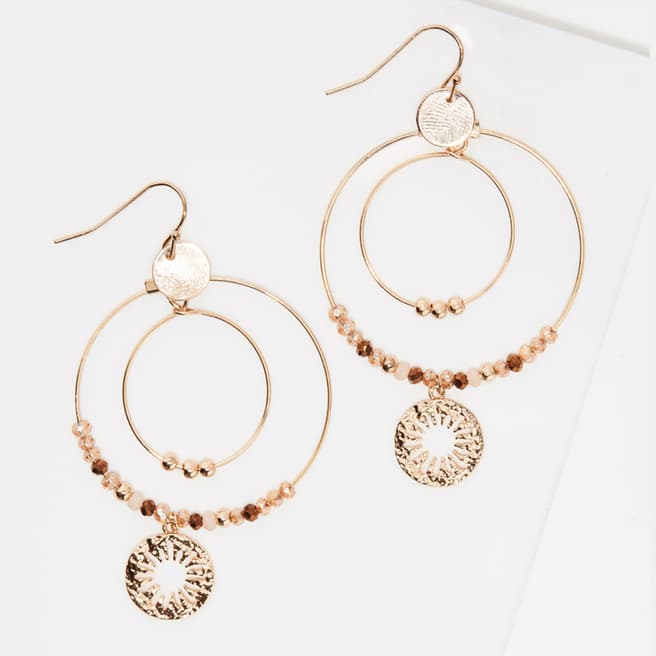 Côme Gold/ Beige Sabaneta Double Circle Bead Earrings