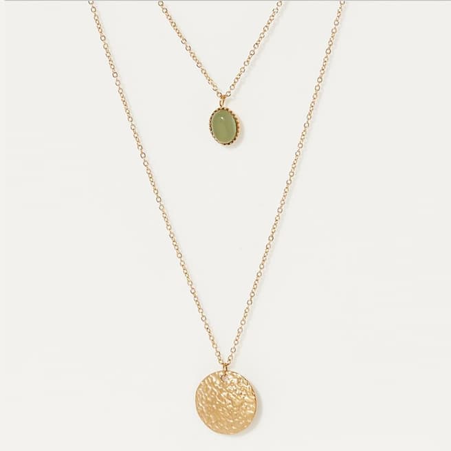 Côme Gold/ Green Double Chain Pendant Necklace