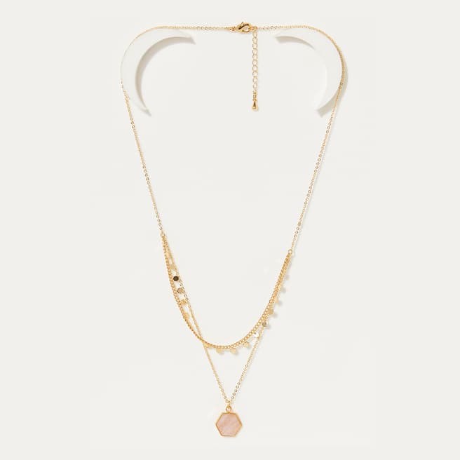 Côme Gold/ Pink Tupai Double Chain Necklace