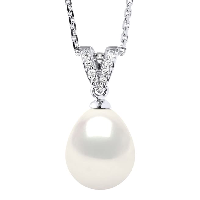 Atelier Pearls Silver White Pearl CZ V Pendant Necklace