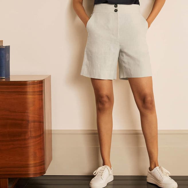 Boden Natural Linen High Waist Shorts 