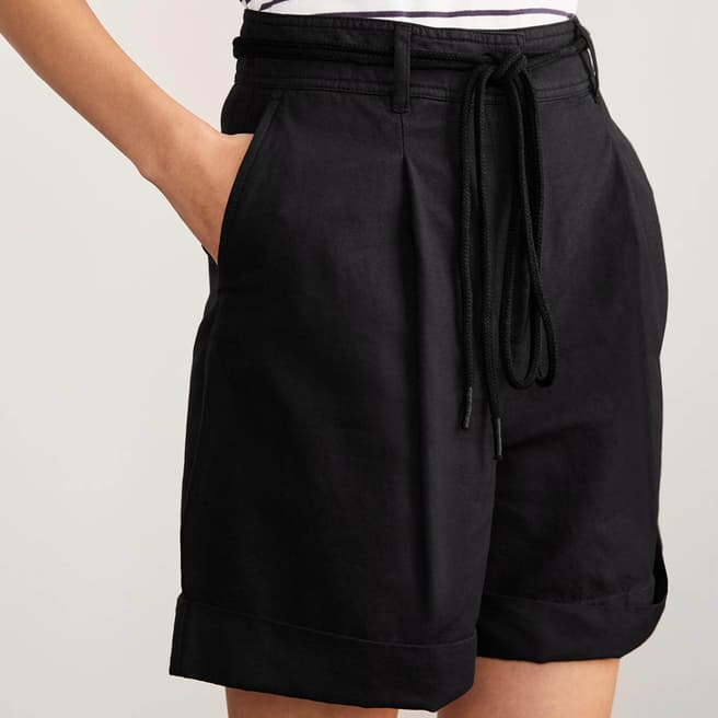 Boden Black Linen Blend Shorts 