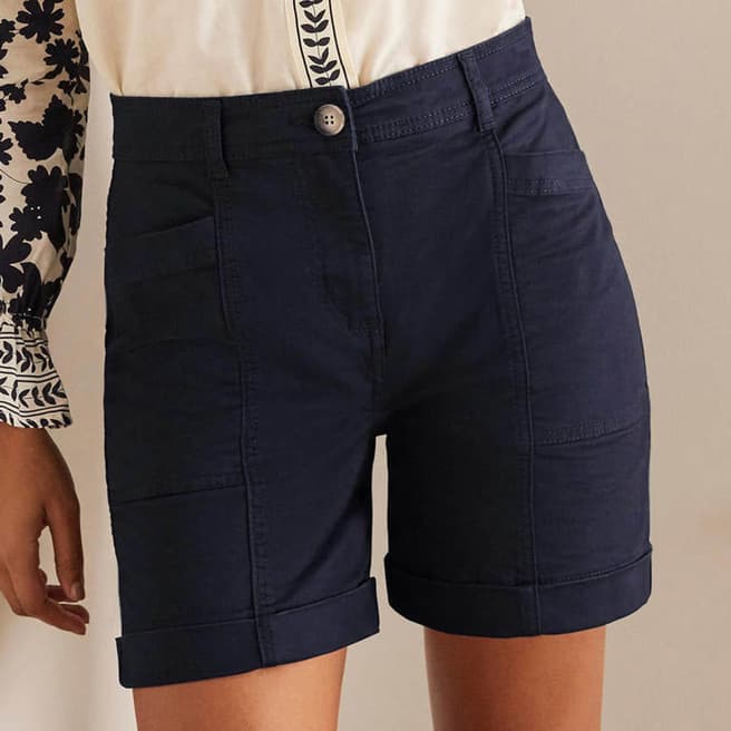 Boden Navy Cotton Stretch Shorts 