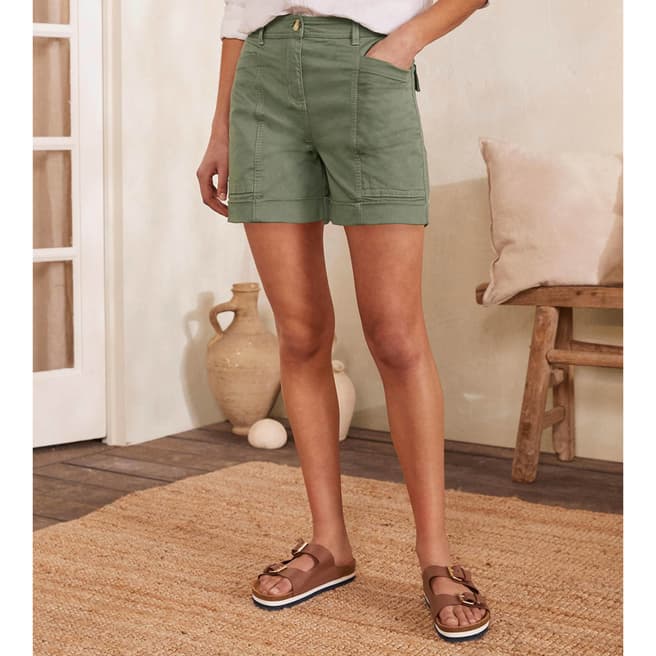 Boden Olive Cotton Stretch Shorts 