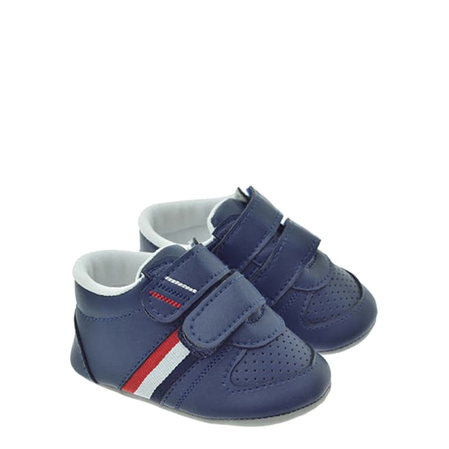 Freesure Navy Leather Double Strap Sneakers