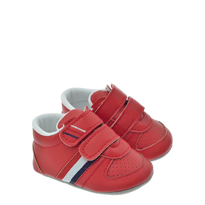 Freesure Red Leather Double Strap Sneakers