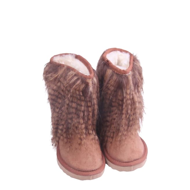 Antarctica Boots Toddler Chestnut Faux Fur Fringe Boots