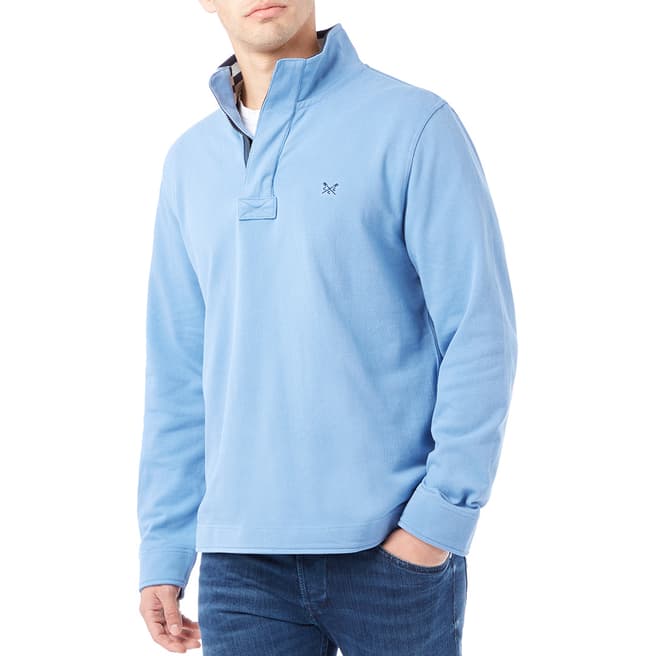 Crew Clothing Blue Cotton Half Zip Pique Sweatshirt 