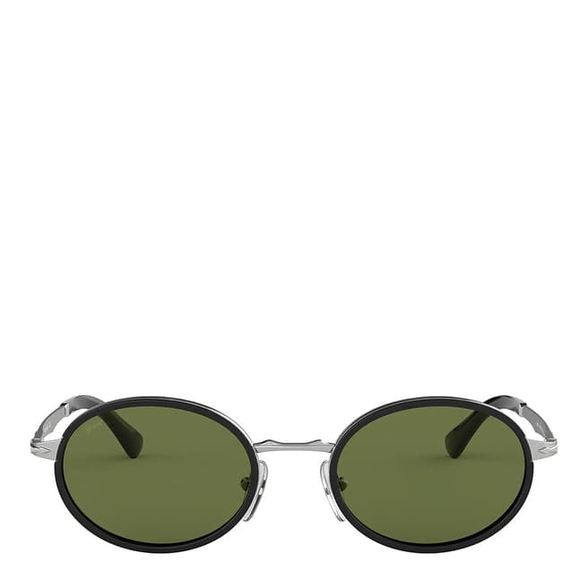 Persol Unisex Silver Black/Green Persol Sunglasses 52mm