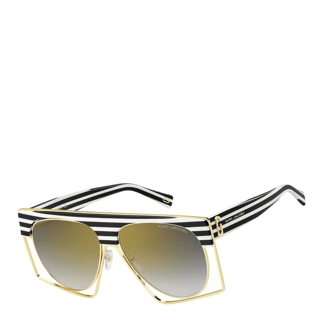 Marc Jacobs Women's Striped White/Grey/ Gold Mirror Marc Jacobs Sunglasses 59mm
