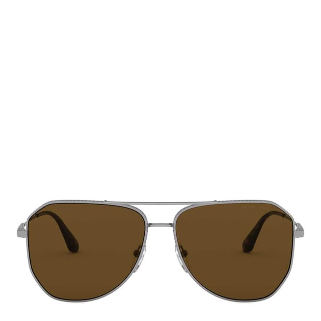 Prada Men's Gunmetal/Brown Polarized Prada Sunglasses 58mm
