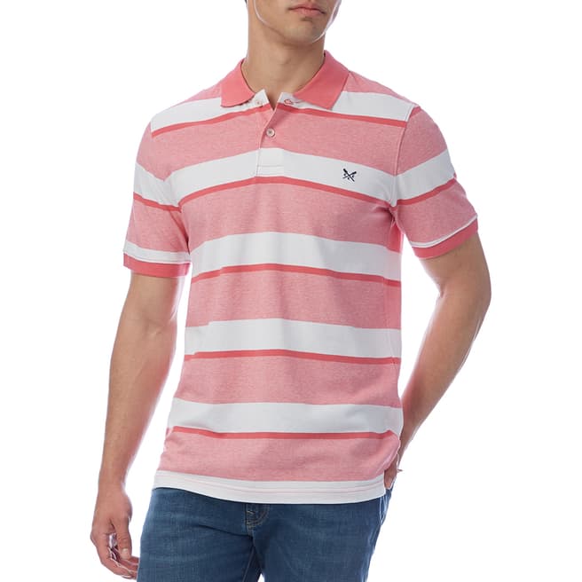 Crew Clothing Red/White Striped Cotton Polo Shirt