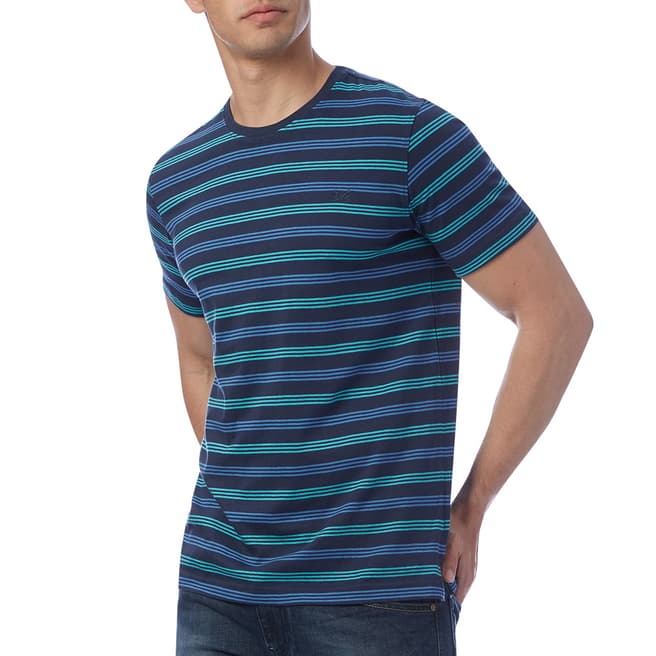 Crew Clothing Blue Stripe Cotton T-Shirt