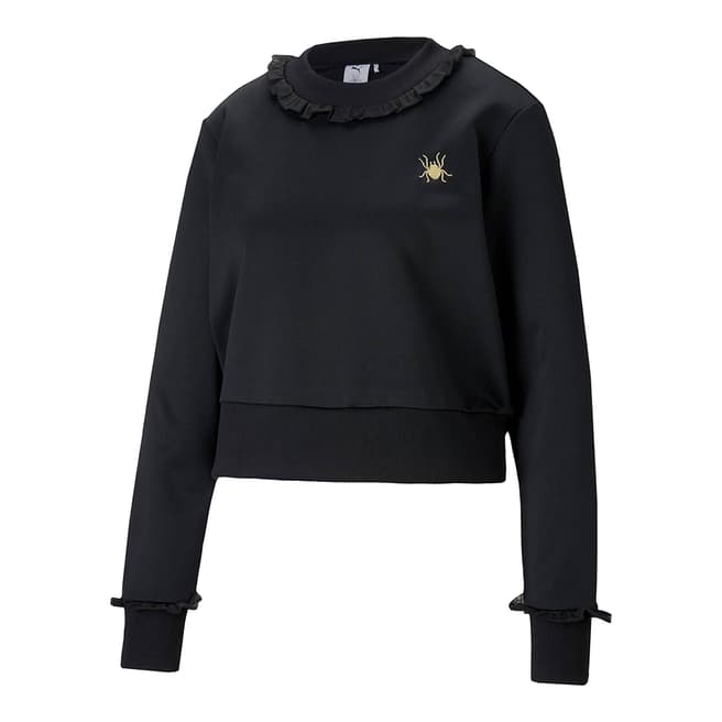 Puma Black Cotton Cropped Sweatshirt 