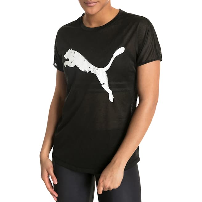 Puma Black Cotton Logo T-Shirt