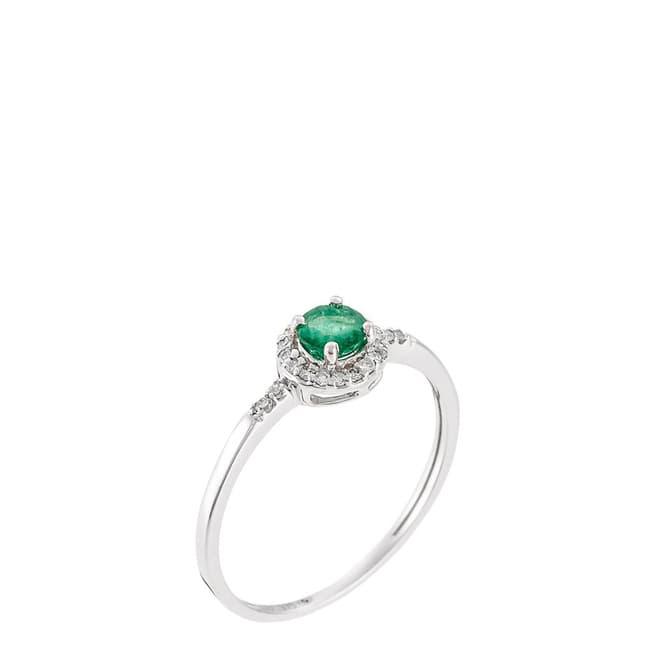 Le Diamantaire Silver 'Emerald Round' Green Crystal Ring