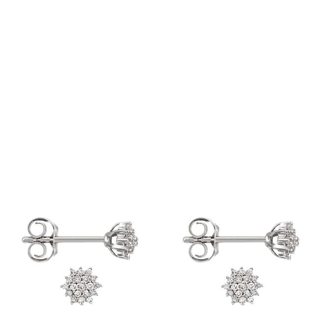 Le Diamantaire Silver 'Diamond Nuggets' Star Design Stud Earrings
