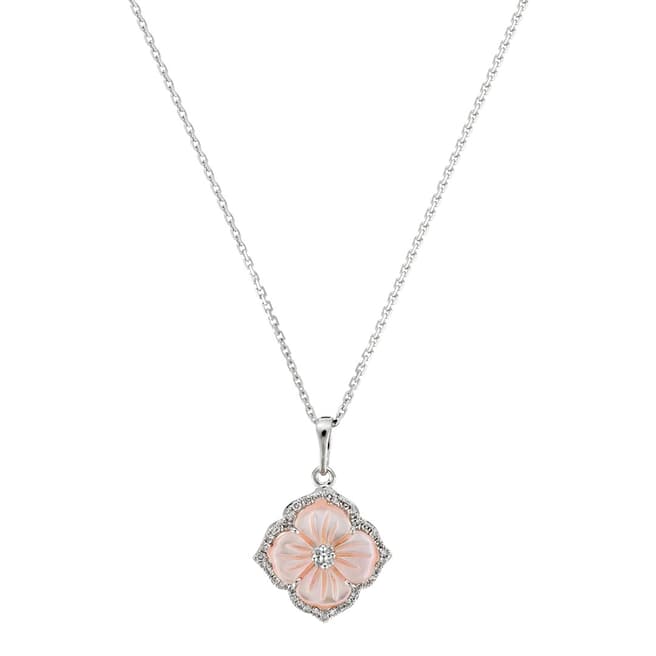 Le Diamantaire Silver 'Treone' Pink Diamond Flower Design Necklace