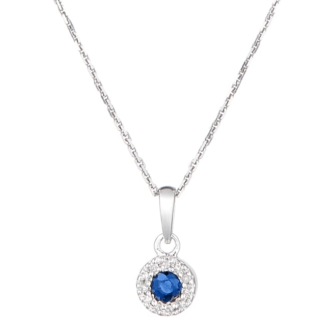 Le Diamantaire Silver 'Precious Sapphire' Blue Diamond Pendant Drop Necklace